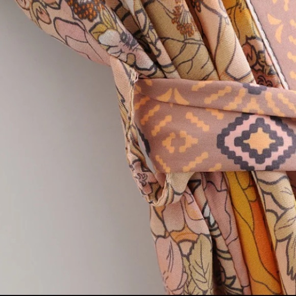 SOLD OUT Pink Bohemian Floral Maxi Duster Kimono Wrap Robe - Picture 13 of 16
